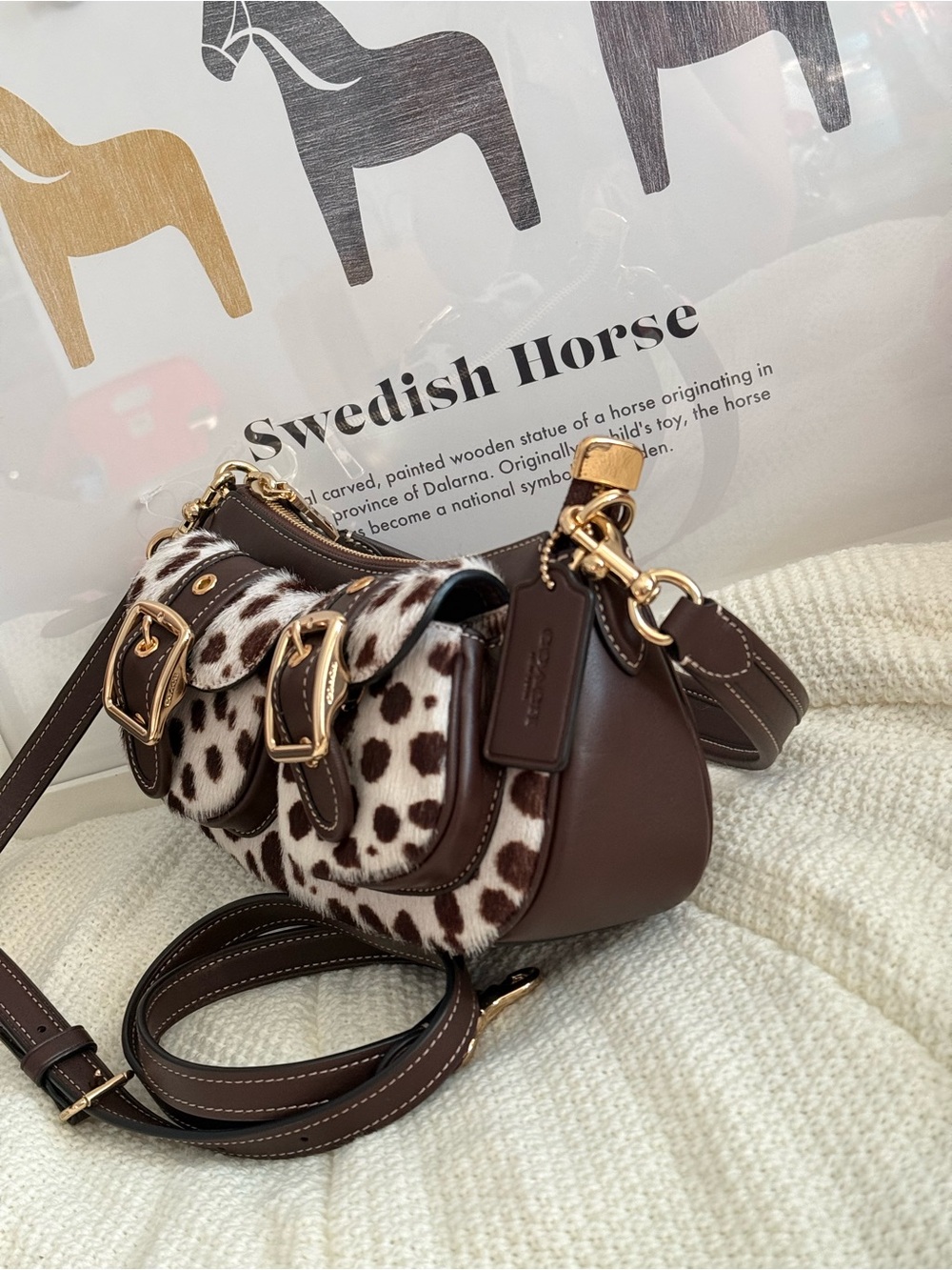 Coach Ashton Shoulder Bag In Haircalf Im/Dark Brown Chalk ces67 - Picture 3 of 10